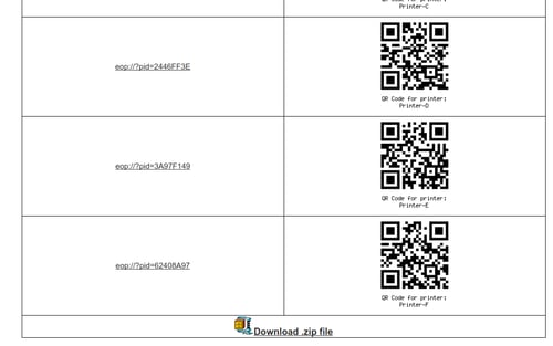 Generated QR Codes for Printers Ready for Download