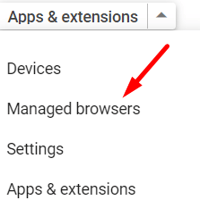 Managed Browsers Option in Apps & Extensions Menu