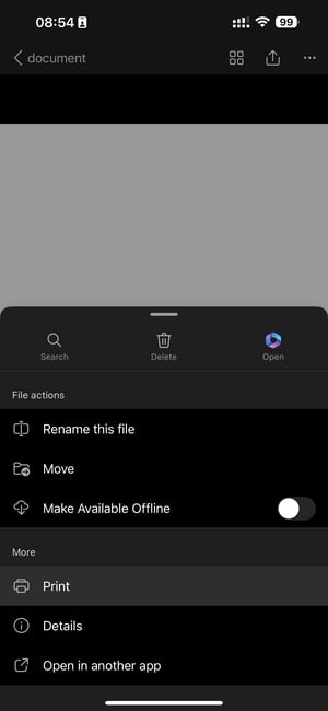 Mobile App File Management Interface with Connectivity Icons