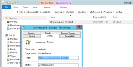 Windows-Shortcut-Properties-Process-Explorer-Startup-Configuration