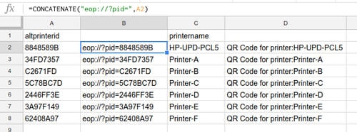 Excel Formula for Generating Printer QR Code Links